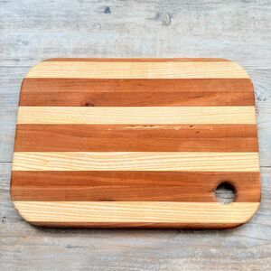 Handmade Wooden Cutting Board Striped Butcher Block Style Vintage Cottage